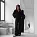 Women's Solid Color Cardigan Shirt And Wide Leg Trousers Set With Pocket Summer Fashion Style_ecoleips.com