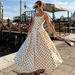 Talenza White Polka Dot Dress Women's Fashion Contrast Backless Elegant Dress Summer New High Waist Women's Party Evening Dress_ecoleips.com