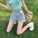 Women's Clothing Niche Design Cuffed Denim Shorts For Women Summer High Waist Loose Slimming Small All Match Wide Leg Hot Pants_ecoleips.com