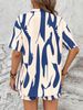 Women's Colorblock Asymmetrical Print Cardigan & Shorts Set, Fashionable Two-Piece, Comfortable Casual Wear For Daily Use_ecoleips.com