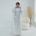 Voya Women's Hooded Abaya Dress - Polka Dot Print Kaftan With Tassel Details - Modest Islamic Wear, Loose Fit Long Sleeve Maxi Dress For Summer_ecoleips.com