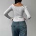 2025 New Foreign Trade European And American Striped Short Top Large U-Neck Collarbone-Exposing Long Sleeve_ecoleips.com
