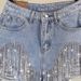 K New Women's Shorts With Holes, Tassels, Chains, Pearls, Sexy Women's Denim Shorts_ecoleips.com