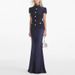 Navy Blue European American Syle Elegan Ladies' Oufi, New Auumn Foreign Rade Women's Op And Sain Long_ecoleips.com