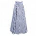 Women's Clothing Blue & White Striped Ruffled One Piece Swimsuit Sexy Vacation Suit Fits True To Size_ecoleips.com