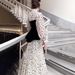 Elegant Rhinestone Patchwork Maxi Dress For Women - Stretch Knit Fabric, Flared Hem, Square Neckline, Long Sleeves (Beige, S-Xxl)_ecoleips.com