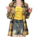Women's Clothing Summer Design Plaid Stitching Cardigan Small Casual Versatile Base Long Sleeved Casual Shirt Jacket_ecoleips.com