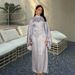 "Elegant Gold-Stamped Muslim Dress – Modest Pullover Robe With Semi-High Neck For Women"_ecoleips.com