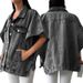 Women's Clothing Plus Size Denim Jacket For Women Fashionable Drop Shoulder Sleeve Jacket_ecoleips.com