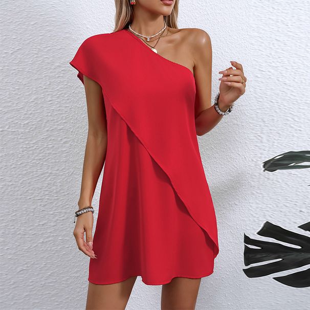 Women's Sexy Faux Two-Piece Off-Shoulder Dress Summer Vacation Sleeveless A-Line Midi Skirt Style_ecoleips.com
