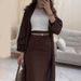 Muslim Knitwear"Modest Two-Piece Set – V-Neck Long Sleeve Top With Flowy Midi Skirt (XS-XXXL)"_ecoleips.com