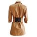 Autumn Winter High-waisted Street Solid Color Pu Leather Suit Collar Long-sleeved Women Dress Leather Jacket Including Belt_ecoleips.com