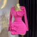 Women's Elegant Bodycon Dress Style Long Sleeved High Waist Floral Decoration Fashion_ecoleips.com