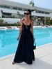 Women's Clothing Solid Color Jacquard Sling Deep V Sexy Loose Long Skirt_ecoleips.com