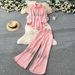 Elegant Embroidered Floral Blouse & Wide-Leg Pants Set - Stylish Spring Outfit For Women, Office & Casual Wear_ecoleips.com