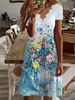 Summer Women's Digital Print Dress V Neck Short Sleeve Casual Elegant Fashion Thin Suitable American Style_ecoleips.com