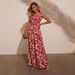Women's Clothing high waist holiday style flower print suspenders jumpsuit _ecoleips.com