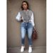 Women's Color Block Jacket Autumn Single Breasted Letter Baseball Sports Outerwear_ecoleips.com