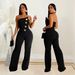 C7105 Fashion Women's Sleeveless Button Jumpsuit Long Pants New_ecoleips.com