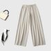 Suitable For All Seasons Minimalist Style Fashionable Cotton Linen Breathable Wide-Leg High-Waist Drawstring Slimming Draped Straight-Leg Casual_ecoleips.com