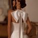 Women's Satin Halter Neck Wedding Dress - French Retro Light Trailing Party Gown_ecoleips.com