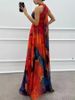 Women's Clothing Sleeveless Printed Lace Up Dress Fashionable Large Swing Halter Neck Round Neck_ecoleips.com