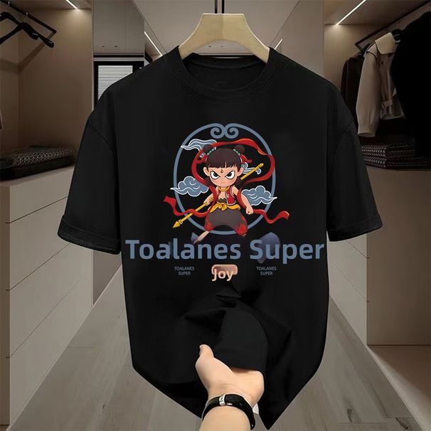 Summer Short Sleeve T-Shirt for Men Loose Fit round Neck American Trendy Brand Casual Top_ecoleips.com