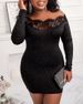 European American Style Lace Off-shoulder Dress With Hollow-out Glitter Accents And Stretch Fabric Bodycon Skirt_ecoleips.com