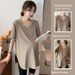 Simple And Fashionable Summer Clothes For Pregnant Women, New Solid Color V-neck Short Sleeved T-shirt, Pregnant Mother Mid To Long Length Top, Loose_ecoleips.com