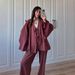 Fashionable Loose plus Size Women's Clothing Set Long Sleeved Tie Waist Shirt Cardigan Trousers_ecoleips.com