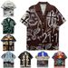 Men's Retro Printed Short Sleeved Shirt European Size Trendy Brand Cross Border Handsome Loose Beach Couple Top for Women_ecoleips.com