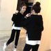Women's Clothing Sportswear Black Suit Female Student Large Size Loose Two Piece Suit_ecoleips.com