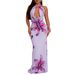 Women's Clothing Sexy Sway Collar Backless Halter Neck Slim Print Skirt Suit_ecoleips.com