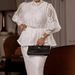 Women's Clothing Temperament Commuting New Lace Lace Long Sleeved Tops Slim Long Skirts Women's Suit Skirts_ecoleips.com