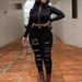 Women's Clothing Large Size Black Ripped Patch Denim Skinny Pants Pencil Pants_ecoleips.com