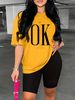 Summer Women's Casual Fashion It's OK Don't Worry Letter Printed Loose T-shirt Shorts Two-piece Sportswear Suitable For Daily Wear-133_ecoleips.com