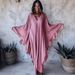 Southeast Asian 3D Digital Printed Bat Sleeves Dress With Elegant Style_ecoleips.com