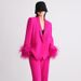 Women's Long Sleeve Top with Rhinestone Studded Neckline And Ostrich Feather Trim Cuffs European American Style for Autumn_ecoleips.com
