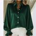 Satin Poplin Shirt With Puff Sleeves – Elegant Turn-Collar Blouse For Work & Evening (S-XXL, Poly-Spandex Blend, Wrinkle-Resistant Office Wear)_ecoleips.com