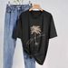 Women's Casual Round Neck Short Sleeve T-Shirt Multi-Color American Style Simple Fashionable Sports Top Solid Loose Printed_ecoleips.com
