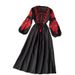 Bohemian Ethnic Style Long Dress for Women round Neck Lantern Sleeve Embroidered Floral Loose Slimming Versatile Dress Free Shipping_ecoleips.com