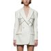 2026 Autumn Rhinestone Decorated European And American Women's Mid-Length Fashionable Slim-Waisted Blazer Dress_ecoleips.com