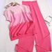 Women's Clothing Gradient Mesh Loose Round Neck Sleeveless Sweater High Waist Solid Color Wide Leg Trousers Fashion Suit For Women_ecoleips.com