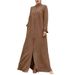 Muslim Women's Clothing Middle East Arabic Style Stand Up Collar Pocket Cardigan Green Dress_ecoleips.com