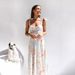 Cross-Border Foreign Trade 2024 Summer Slim Fit Waist-Cinching V-Neck Strap Printed Mid-Length Dress For Women_ecoleips.com