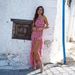 Summer New Women's French Small Floral Print Dress American Style Off Shoulder Long Side Slit Tie Dress For Sexy Look_ecoleips.com