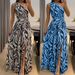 Summer New Women's Sexy Backless One Shoulder Sleeveless Printed Long Dress_ecoleips.com