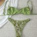 Shencai Cross-Border Olive Green Textured Adjustable Strap Two-Piece Swimsuit Bikini Aliexpress Tk542_ecoleips.com