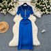 Women's Clothing Sexy dress for women new design color matching short sleeves Polo collar slim fit knitted hip skirt_ecoleips.com