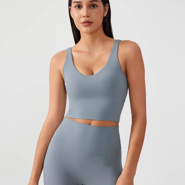 Women's Clothing Fixed Chest Pad Vest Sports Bra Nude Shaping Yoga Underwear U Shaped Beautiful Back Fitness Top_ecoleips.com